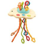 Kidology Pull String Toy for Babies 6+ Months Teething Strings Sensory Montessori Toys Baby Girl,Travel Toy for 6+Months Boy Food Grade Silicone Fine Motor Skills Toy for Toddlers, Multicolor