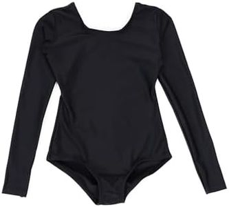 Leveret Girls Leotard Black Long Sleeve Small (6-8)