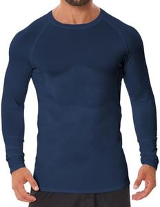 Donason Men's Compression Shirt Long Sleeve Athletic Football Base Layer Top Workout Undershirt Tight Body Shaper Running T-Shirt Gym Rash Guard Shirts Sports Gear Fit T-shirts Cool Dry Baselayer