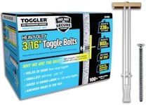 TOGGLER SNAPTOGGLE Heavy-Duty Drywall Toggle Bolt – 3/16"-24 UNC Zinc-Plated Anchor for Hollow Walls, Plaster & Tile – Holds 238 lbs in 1/2" Drywall, Easy Install – 100 Pack (W/Flathead Bolts)