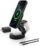 Belkin MagSafe Charger Compatible, 3-in-1 Qi2 15W Wireless Charging Station, Convertible Wireless Charger for iPhone 17, Apple Watch, AirPods, Pixel 10, Phone Stand for Travel w/ 36W Adapter - Black