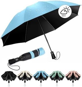 Chakipee Kompakter Reise Regenschirm Groß Sturmfest – Automatik Taschenschirm Tragbarer UV-Schirm für Damen und Herren, 210T Beschichtung 106 cm Spannweite 8 Rippen Taschenschirme Blau