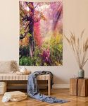 Ambesonne Farm House Decor Tapestry Wall Hanging, Fairy Majestic Landscape with Autumn Trees in Forest Natural Garden in Ukraine, Bedroom Living Room Dorm Decor, 60 W x 80 L Inches, Multi