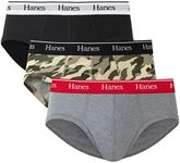 Hanes Originals Stretch Cotton Briefs Pack, Moisture-Wicking Underwear for Men, 3-Pack, Black/Concrete Heather/Camo, X-Large