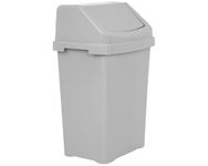 50L Large Kitchen Bin with Swing Style Lid Flip Top Strong Plastic Waste Rubbish Trash Under Kitchen Counter Lift Top Everyday Bin for Home/Office (Silver/Grey) - 50 litre