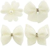 Pearls White Hair Bows for Girls, 4