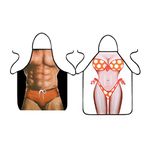 VIPbuy Set of 2 Pcs Naked Man & Bikini Girl Pattern Aprons, Funny Sexy Kitchen Aprons for Couples Novelty Gifts