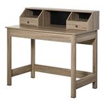 HOMCOM Modern Computer Desk with Drawers and Shelves, Study Writing Table, Workstation for Home Office, Natural Wood Grain