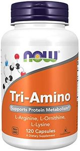 NOW Foods Supplements, Tri-Amino with L-Arginine, L-Ornithine, L-Lysine, Supports Protein Metabolism*, 120 Capsules