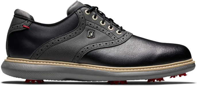 FootJoy Traditions Men’s Golf Shoes, Black – UK 9.5 Wide Fit