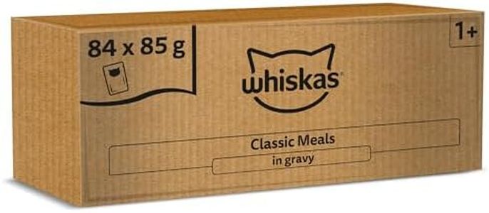 whiskas 1+ Adult Classic Selection in Gravy 84 Pouches, Adult Wet Cat Food, Megapack (84 x 85 g)