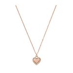 Michael Kors Rose Gold Tone Logo Heart Pendant Necklace