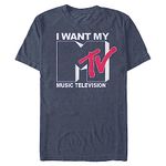 Nickelodeon Young Men's Standard Want Logo T-Shirt, Navy Heather, Large