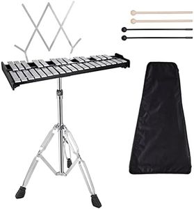 Sierjian 32 Notes Glockenspiel with Adjustable Height Stand, Aluminum Xylophone for Adult,Glockenspiels Xylophone Bell Kit,Xylophones Instrument Kit with Music Stand,Mallets and Carrying Bag