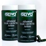 OZiva+ Advanced Hair Growth Actives | Reduces Thinning Hair & Improves Scalp Coverage | Scientist Formulated with Pure Plant Actives | No side effects | 90 Caps (Pack 2)