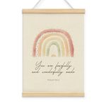 BIWSHA Bible Verse Poster Hanger Frame,Boho Classroom Decor,You Are Fearfully And Wonderfully Made Boho Poster Hanger Frame,Psalm 139:14 Christian Sign,Boho Rainbow Decor,12x16 Inch