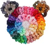 60 Pack Hair Scrunchies, BeeVines Satin Silk Scrunchies for Hair, Silky Curly Hair Accessories for Women, Hair Ties Ropes for Teens, Scrunchies Pack Girl’s Birthday Gift Thanksgiving Gift