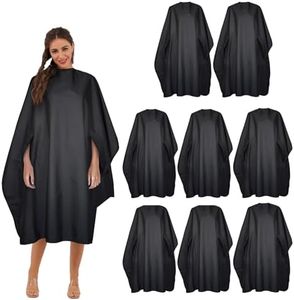 Black Professional Barber Cape Waterproof Hair Salon Cape with Metal Snap Closure Hair Cutting Cape (Black, 8 Pack)