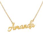 Personalized 18k gold plated cursive name necklace, 925 sterling silver with gold plated name cursive necklaces