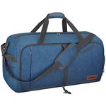 CANWAY 65L Travel Duffel Bag, Foldable Weekender Bag with Shoes Compartment for Men Women Water-Proof & Tear Resistant (Aegean Blue, 65L)