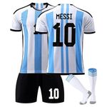 RioRand Soccer Jersey Set #10 Youth Kids Football Sports Fans Shorts Kit for Boys and Girls (Blue, 24)