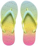 Showaflops Girls' Shower & Water Sandals for Pool, Beach, Camp and Gym - Sweets and Treats Collection, Rainbow Sherbert, 4-5 Big Kid