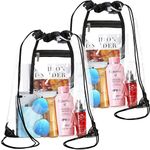 NATURAL STYLE 2 PACK Clear Drawstring Bag Stadium Approved, See Through PVC Drawstring bags, Transparent Backpack with Inner Zipper Pocket, Black, One_Size, Full Coverage