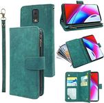 Compatible with Tracfone BLU View 3 B140DL Wallet Case and Premium Vintage Leather Flip Credit Card Holder Stand Cell Accessories Folio Purse Lanyard Phone Cover for BLUE View3 140DL Women Men Green