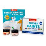 Shumee Finger Painting Kit | 6 Vibrant Colors & Art Book (20 pages) (3+ Years) | Washable, Non toxic & Child Safe | Art & Craft For Kids | Colouring Kit with 20 Pages of Activity Prompts & 20 Blank pages