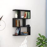 Klaxon Engineered Wood Matt Finish Omega Book Shelf, Modern Display Unit for Home Library, Floating Wall Shelf for Living Room, Bedroom, Office, Showpiece Stand for Home Decor, Organizer, DIY (Black)