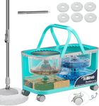 Easy-Use Spin Mop for Cleaner, Controlled Rinsing, Clean & Dirty Water Separation Mop Bucket for Pet & Family Homes,360° Swivel Wheels, Safe for Hardwood & Tile, Adjustable Handle,6 Reusable Mop Heads