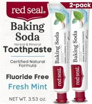 Red Seal Baking Soda Toothpaste - Fluoride-Free Herbal & Mineral Formula, Vegan-Friendly, Cruelty-Free, SLS and Paraben-Free, No Artificial Flavors, NATRUE Certified Natural, Dry Mouth Relief (2 Pack)