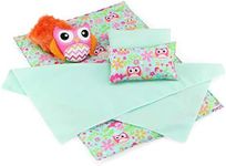 Emily Rose 18-Inch Doll Reversible Owl PC Bedding Gift Set with Fun Decorative Doll Pillows Accessories | Baby Doll Bedding Fits Most 14"-18" Doll Beds