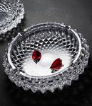 TRUESHOP Diamond Cut Round Crystal Ash Tray Glass Ashtray For Cigarette Luxurious Crystal Cigar Ash Tray Smoke Collectibel Glass Candy Bowl Smoke Collectible Tray Table Decorative Bowl Big Size