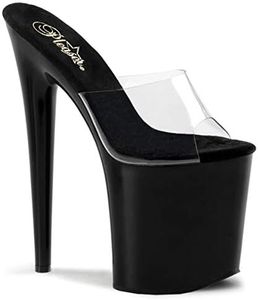 Pleaser Eu-Flam801/C/B, Sandales Femme - Transparent (CLR/Blk), 35 EU