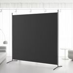 Kokorona 1 Panel Room Divider, 6FT Tall Folding Privacy Screen Wall Dividers, Portable Privacy Screen Freestanding Room Divider for Room Separation, Black, 180cm Lx 180cm W