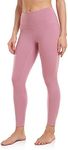 Colorfulkoala Women's High Waisted Tummy Control Workout Leggings 7/8 Length Ultra Soft Yoga Pants 25" (L, Mauve Pink)