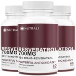 New HIGHEST POTENCY 700mg RESVERATROL Capsules, 98% Pure Trans-Resveratrol Supplement, Powerful Antioxidant and Anti-Inflammatory Properties. Gut Health, Improved Radiant Skin Supplement for Women and Men, Non-GMO, Vegan, Gluten Free. 180 Capsules.