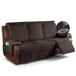 KinCam Waterproof Recliner Sofa Cover, Non-Slip Reclining Couch Covers for 3 Seat, Recliner Couch Cover Furniture Protector with Elastic Straps for Pets, Kids, Chocolate