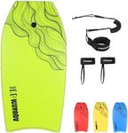 AQUARM 41 inch Bodyboard with Premium Wrist Leash and Fin Tethers, Super Lightweight & Slick Bottom Perfect Surfing for Kids Teens and Adults (Green)