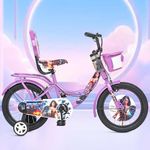 VESCO Wondergirl 16T Kids Cycle for Girls | Bicycle with Support Wheels, Basket, Carrier, Tube Tyres, BMX Handle | 90% Assembled | Ideal for 4–6 Years | Purple Girls Bike