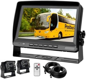 CAMECHO Rückfahrkamera Set,8 Zoll LCD Monitor mit Zwei AHD 1080P Weitwinkel-Rückfahrkameras,IP69 wasserdicht,18IR Nachtsicht,2x20m Kabel,für LKW/Anhänger/Bus/Van/Landwirtschaft/Wohnmobil(12-24 Volt)