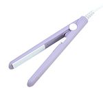 Mini Hair Straightener, 2 in 1 Mini Hair Straightener Ceramic Tourmaline Plate Beauty Flat Iron Heating Curler, Hair Straightening Irons(US Plug-Purple)