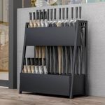 OGFC 19132 Umbrella Stand/Holder for Office Entryway, Integrated Metal Umbrella Stand, Umbrella Rack Free Standing Organizer with Drain Hole,with Wheels (Black Without Wheels)