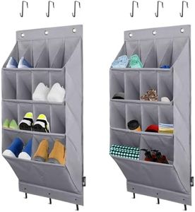 FENTEC Hanging Shoe Organizer,2 Pack Over the Door Shoe Organizer,Door Shoe Rack with 28 Deep Pockets,Shoe Storage for Men Women Kids Shoe Rack, Grey