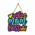 Bhai Please Wife Mom Boss Wooden Wall Decor | Hanging | Wall Art | Wooden Hanger for Living Room | Bedroom | Kitchen| Office - Mothers Day Gift for Mom, Mother in Law, Maa