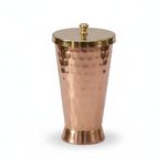 P-TAL Tumbler with Lid Serving Copper Glass with Brass Lid Tamba Glass with Ayurvedic Health Benefits Ptal Brass and Copper Utensils (600 ml Tumbler Glass)