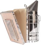 Stainless Steel Beehive Smoker Bee Smoker with Heat Shield Superior Leather Bellow Heavy Duty Beekeeping Equipment