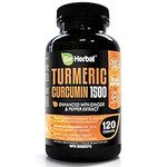 BE HERBAL Organic Turmeric Curcumin 1500mg with Black Pepper & Ginger - The Most Potent Certified Organic Turmeric Curcumin Supplement with 95% Curcuminoids - 120 Veg Capsules (120)