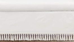 Sweet Jojo Designs Ivory Gender Neutral Boho Bohemian Girl Boy Baby Nursery Crib Bed Skirt Dust Ruffle - Solid Color Beige Cream Off White Farmhouse Chic Unisex Minimalist Tassel Fringe Macrame Cotton